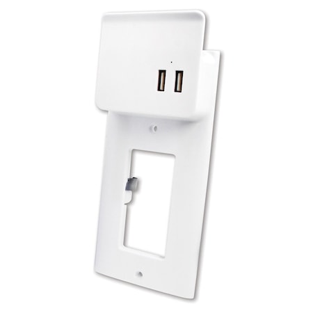 Quest Technology International Wall Plate W/ Dual Usb Charging, White, Etl - Decor Style EPD-3128